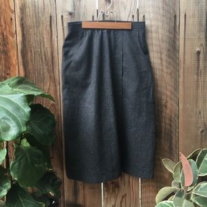 Vintage Wool Blend Faux Wrap Skirt with Pockets